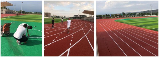 遠(yuǎn)洋環(huán)保塑膠跑道 又建一個(gè)校園混合型跑道標(biāo)桿工程